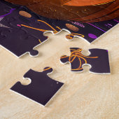 Puzzle Éffrayant Rottweiler Chien Halloween sorcière et C (Côté)