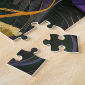 Puzzle Éffrayant Tuxedo Chat Halloween Sorcière Et Citrou (Côté)