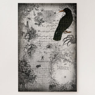 Puzzle Éffrayant Vintage Halloween Spider & Raven Ephemer