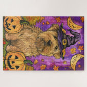 Puzzle Éffrayant Wheaten Terrier Chien Halloween Citrouil (Horizontal)