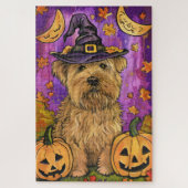 Puzzle Éffrayant Wheaten Terrier Chien Halloween Citrouil (Vertical)