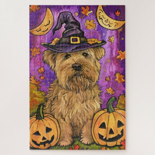 Puzzle Éffrayant Wheaten Terrier Chien Halloween Citrouil (Vertical)