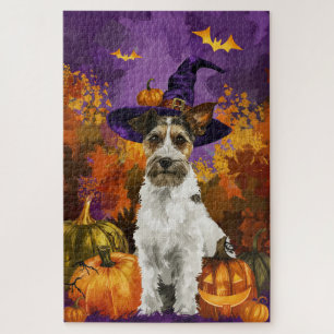 Puzzle Éffrayant Wirefox Terrier Chien Halloween Citrouil