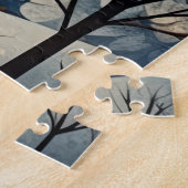 Puzzle Église d'hiver vintage Gouache stylée 20x30 (Côté)