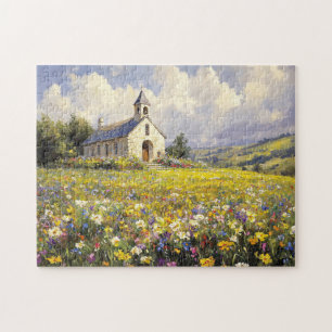 Puzzle Église Entourée De Peinture Fleur sauvage
