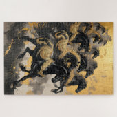 Puzzle Eight Majestic Horses - Chinese Ink Style (Horizontal)