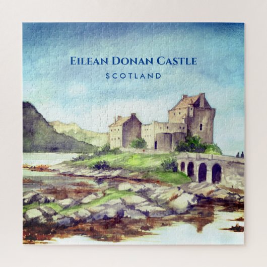 Puzzle Eilean Donan Castle Ecosse aquarelle peinture (Vertical)