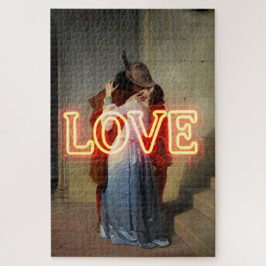 Puzzle El Bacio Remix – Neon “LOVE” Wall Art & Merch (Vertical)