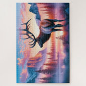 Puzzle Élan au lever du soleil, Montagnes, Faune (Vertical)