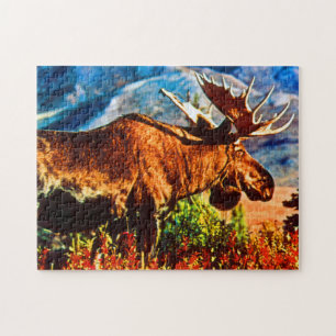 Puzzle Élan mâle vintage USA Alaska