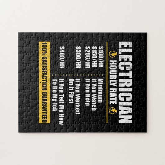 Puzzle Electrician Hourly Rate Funny Lineman (Horizontal)