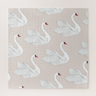 Puzzle Elégance du cygne : Motif blanc ornemental.