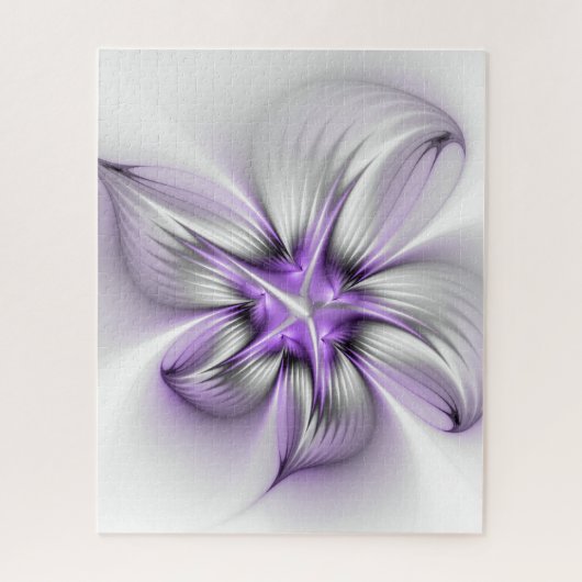 Puzzle Élégance florale Art fractal violet abstrait moder (Vertical)