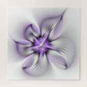 Puzzle Élégance florale Art fractal violet abstrait moder (Horizontal)