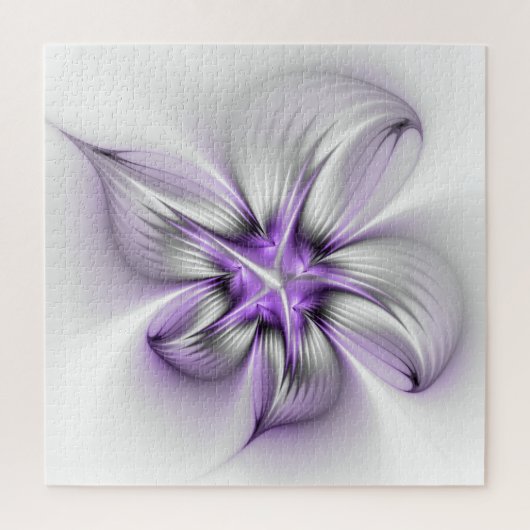 Puzzle Élégance florale Art fractal violet abstrait moder (Vertical)