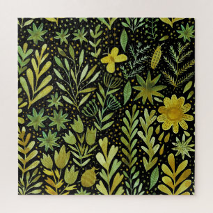Puzzle Élégance florale : Motif d'aquarelle Vintage