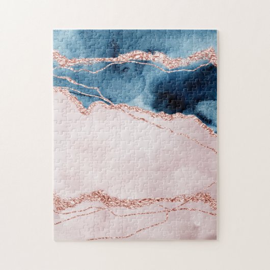 Puzzle Élégance mystique | Turquoise Bleu et Rose Or Agat (Vertical)