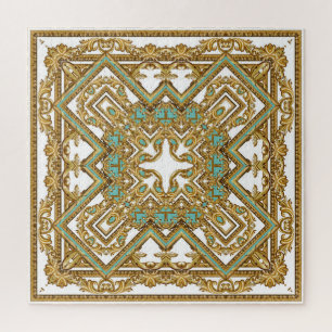 Puzzle Elégant baroque doré, design ornemental.