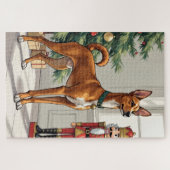 Puzzle Elegant Basenji Dog Nutcracker Modern Christmas (Horizontal)