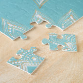 Puzzle Elégant Blanc Gold Mandala Sky Blue Design (Côté)