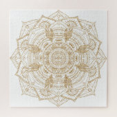 Puzzle Elégant blanc & or Mandala conception main dessiné (Horizontal)