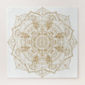 Puzzle Elégant blanc & or Mandala conception main dessiné (Vertical)