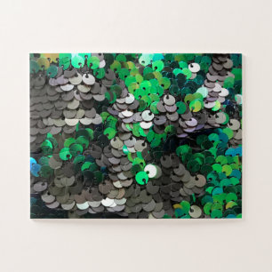 Puzzle Élégant brillant vert gris gris paillettes de disq