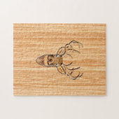 Puzzle Élégant Buck Buck Antlers Grain de bois clair (Horizontal)