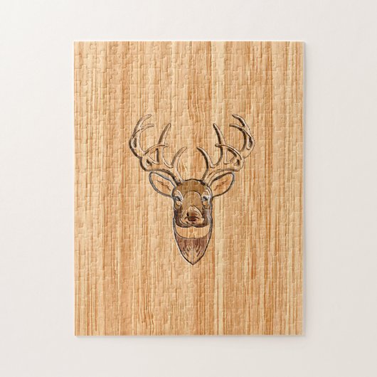 Puzzle Élégant Buck Buck Antlers Grain de bois clair (Vertical)