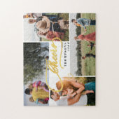 Puzzle Elégant Cheers Gold Christmas 4 Photo Collage (Vertical)