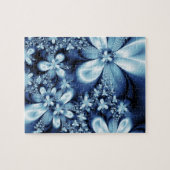Puzzle Élégant Cobalt Bleu foncé Fleurs de soie (Horizontal)