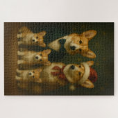 Puzzle Élégant Corgi Famille Noël Coeur (Horizontal)