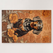 Puzzle Elégant Dachshund Et Marigolds (Horizontal)