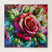Puzzle Élégant effet Rose en verre (Horizontal)