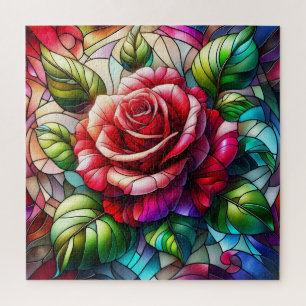 Puzzle Élégant effet Rose en verre