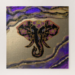 Puzzle Elégant éléphant avec Arrière - plan Geode
