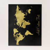 Puzzle Elegant Gold Foil World Earth Map Ajouter un texte (Vertical)