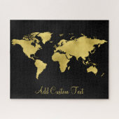 Puzzle Elegant Gold Foil World Earth Map Ajouter un texte (Horizontal)