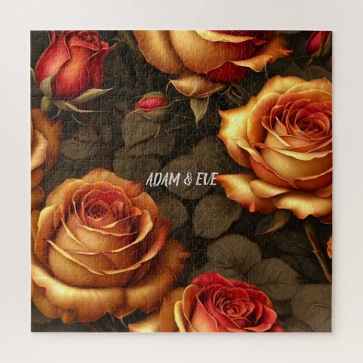 Puzzle Élégant Golden Roses Valentines Spécial (Vertical)