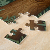 Puzzle Élégant hibou rétro boho bohème bohème forêt verte (Côté)
