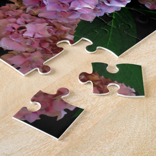 Puzzle Elégant jardin rose violet bleu hydrangée fleurie (Côté)
