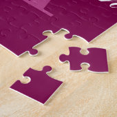 Puzzle Élégant Magenta Rouge, rose & blanc Nom & Monogram (Côté)
