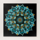 Puzzle Elégant Mandala bleu | Boho de géométrie sacrée |  (Horizontal)