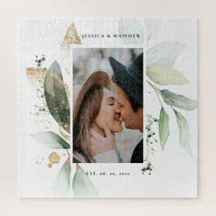 Puzzle Élégant mariage botanique à l'aquarelle d'eucalypt