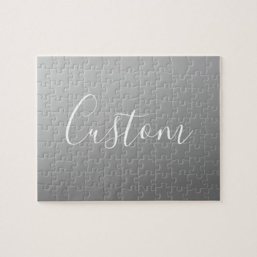 Puzzle Élégant moderne blanc Script écriture gris dégradé (Horizontal)