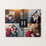 Puzzle Élégant Monogramme Photo Collage<br><div class="desc">Personnalisez-le avec votre date de mariage,  votre nom de famille,  ou tout texte de votre choix pour un cadeau et un souvenir magnifique et unique.</div>