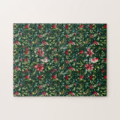 Puzzle Élégant Noël Botanique hiver Robin vacances (Horizontal)