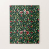 Puzzle Élégant Noël Botanique hiver Robin vacances (Vertical)