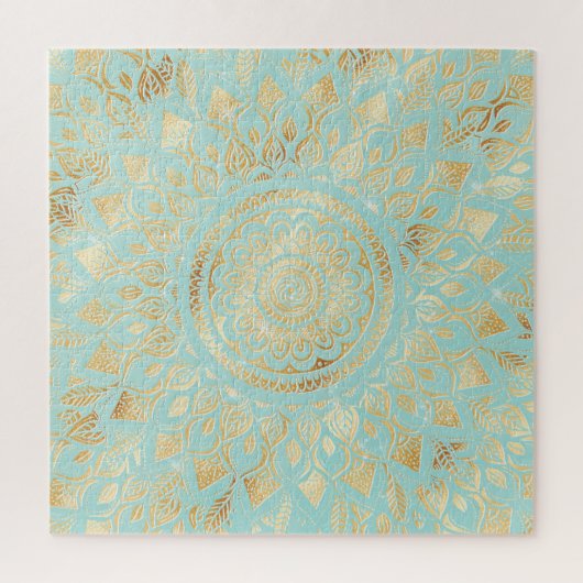 Puzzle Elégant or Lumière Turquoise Mandala Floral (Vertical)