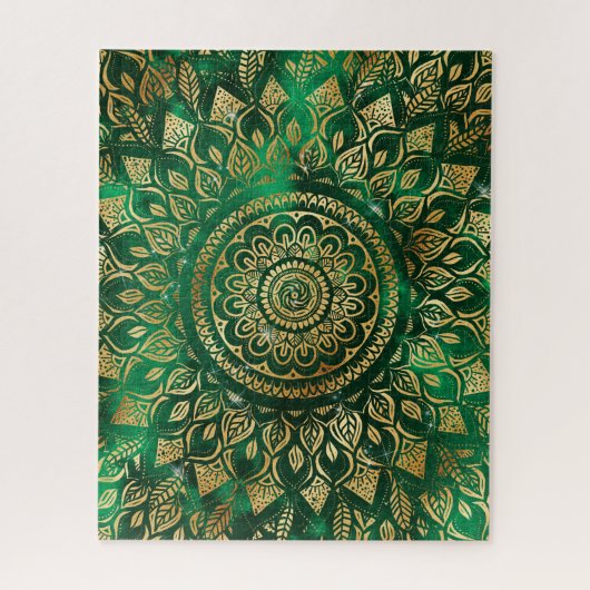 Puzzle Élégant or vert Mandala Floral (Vertical)